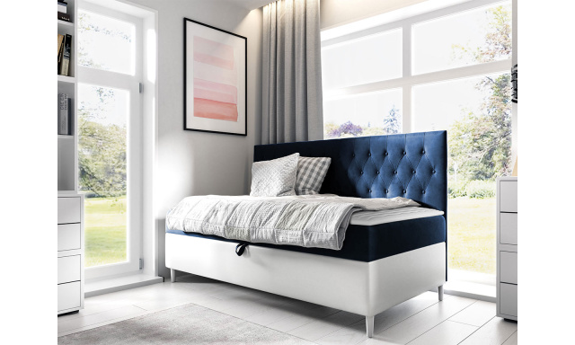 Kontinentální postel Mimir II 90x200cm, bílá/modrá