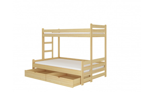 Patrová postel pro 3 děti Blanka, 200x90cm, borovice