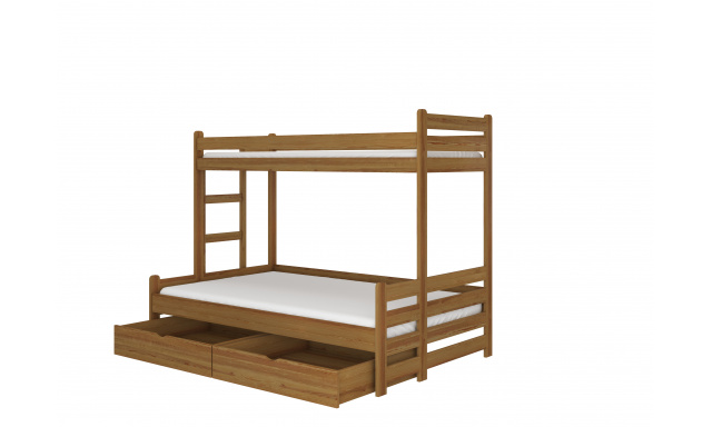 Patrová postel pro 3 děti Blanka, 200x90cm, dub