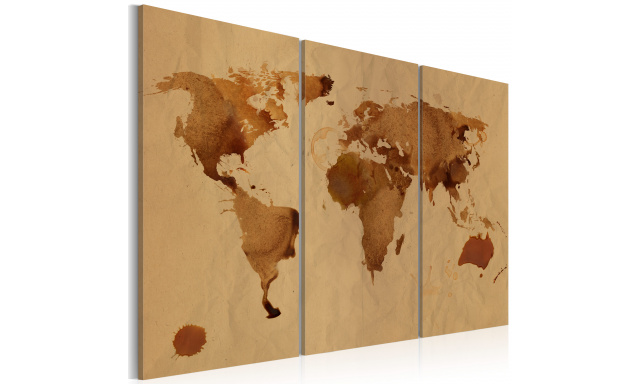 Obraz - The World painted with coffee - triptych