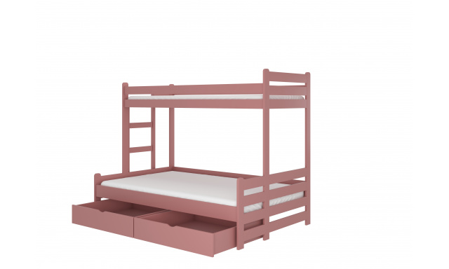 Patrová postel pro 3 děti Blanka, 200x90cm, růžová