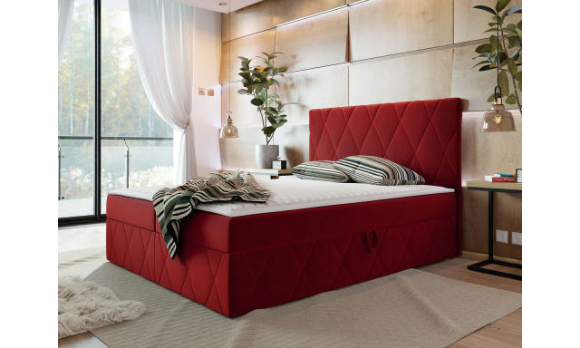 Moderní boxspring postel Silena 180x200cm, červená Magic Velvet