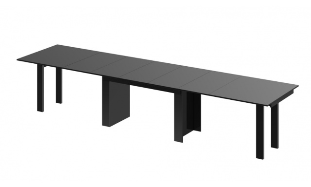 Jídelní stůl Margo- rozklad od 170 cm do 410 cm, deska černý lesk/ nohy černý lesk