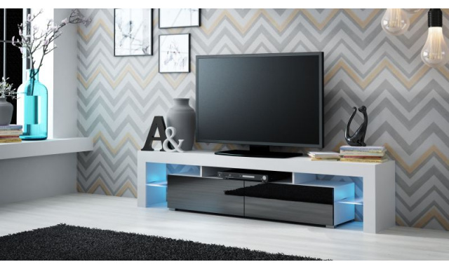 Moderní TV stolek Space, bílá/černý lesk
