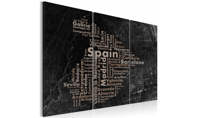 Obraz - Text map of Spain on the blackboard - triptych