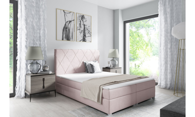 Čalouněná postel Melinda 180x200cm, růžová Jasmine
