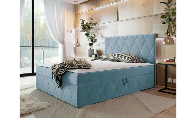 Moderní boxspring postel Silena 160x200cm, modrá Magic Velvet