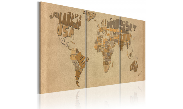 Obraz - The world map in beige and brown