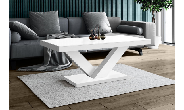 Konferenční stolek Coral mini, bílý mat + bílý lesk
