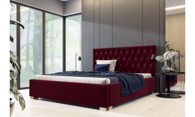 Čalouněná postel Vesemir 160x200cm, vínová Riviera