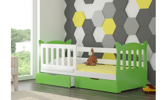 Dětská postel Gakpo, bílá/zelená