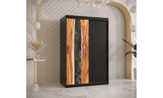 Šatní skříň Zivela, 120cm, černá/pryskyřice