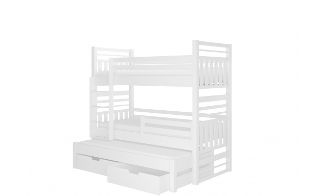 Patrová postel pro 3 děti Hanka, 200x90cm, bílá