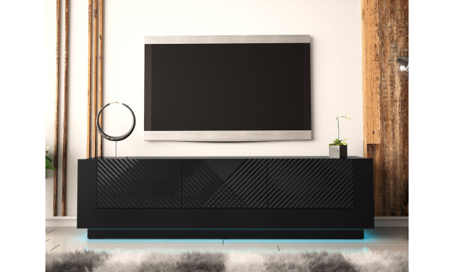 Moderní TV stolek Nois, černá / černý lesk