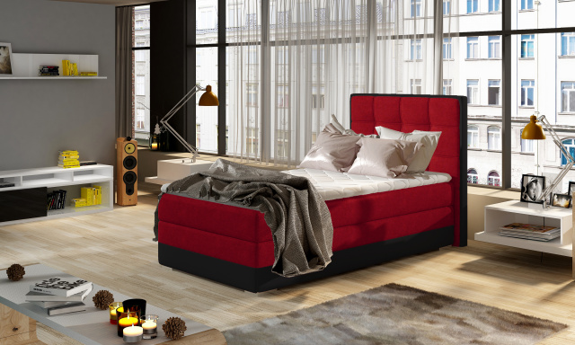 Moderní box spring postel Adam 90x200, červená
