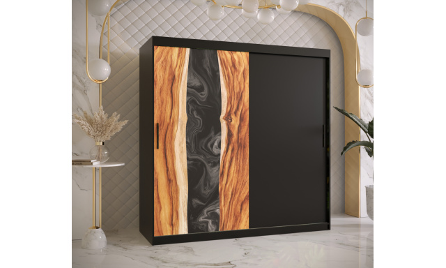 Šatní skříň Zivela, 180cm, černá/pryskyřice