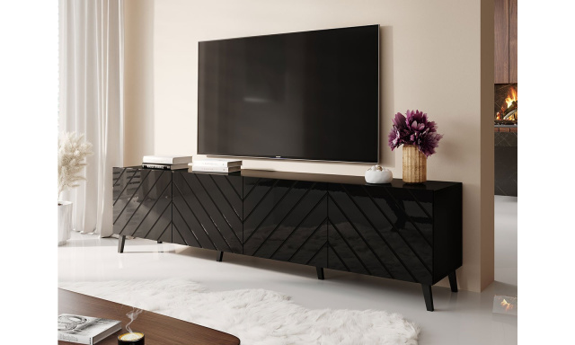 Moderní televizní stolek Itálie 200, černý/černý lesk