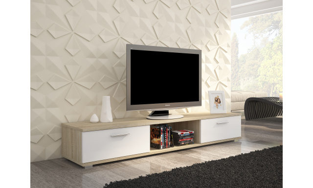 Moderní TV stolek Stark, sonoma/bílý mat