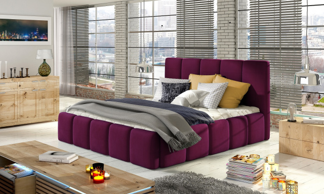 Moderní postel Begie 180x200, fialová Mat Velvet