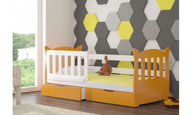 Dětská postel Gakpo, bílá/oranžová
