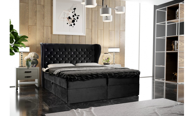 Manželská postel Cynthia 180x200cm, černá + matrace!