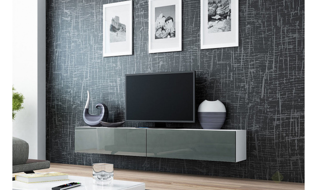 Moderní televizní stolek Igore 180, bílá/šedý lesk