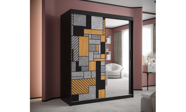 Šatní skříň Tetris 2 se zrcadlem, 150cm