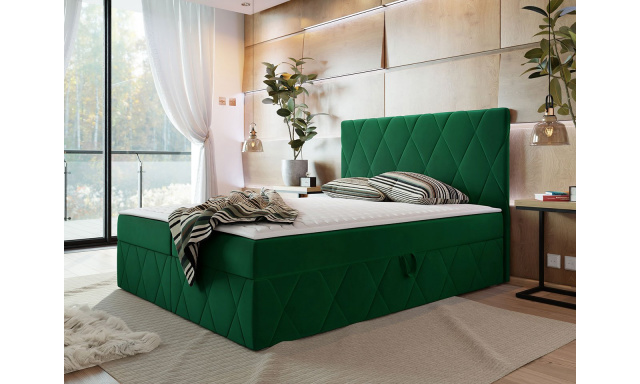 Moderní boxspring postel Silena 160x200cm, zelená Magic Velvet