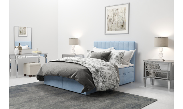 Moderní boxspring postel Redit 200x200cm, modrá Magic Velvet