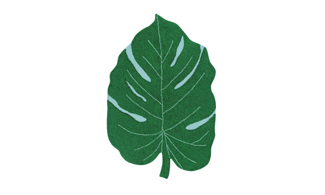 Bio koberec kusový, ručně tkaný Monstera Leaf