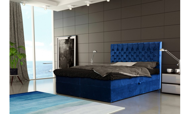 Manželská postel Cynthia 180x200cm, modrá + matrace!
