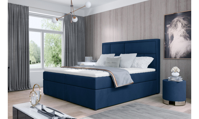 Kvalitní box spring postel Meredit 180x200, modrá Monolith
