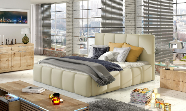 Moderní postel Begie 160x200, béžová eko kůže Soft