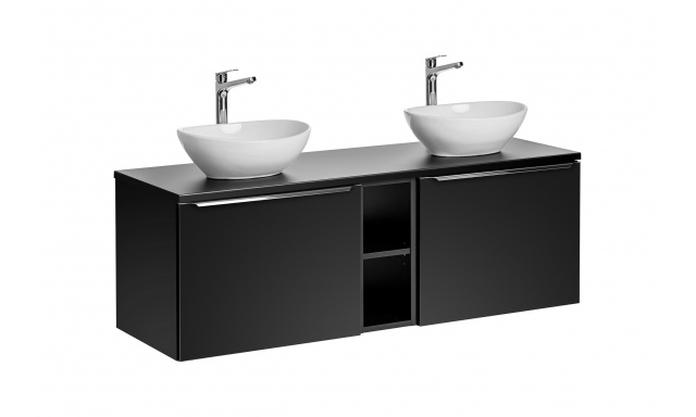 Koupelnový nábytek Santino,sestava G / černá-140cm + 2x umyvadlo