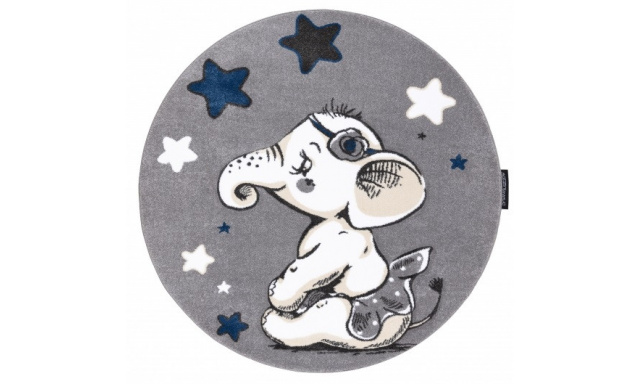 Dětský kusový koberec Petit Elephant stars grey kruh-120x120 (průměr) kruh