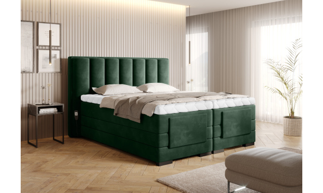Box spring postel Eva 160x200, zelená Loco, elektrické polohování