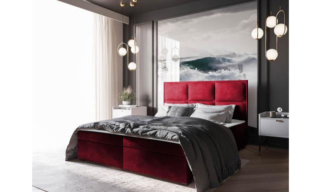 Moderní boxspring postel Agger 180x200, červená Itaka