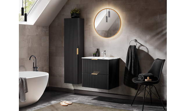 Koupelnový nábytek Adela,sestava P/ černý mat+ umyvadlo+ zrcadlo s LED