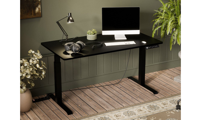Výškově nastavitelný PC stůl Minto 150cm, černý