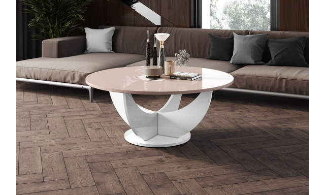 Konferenční stolek Edwin, cappuccino lesk / bílý lesk