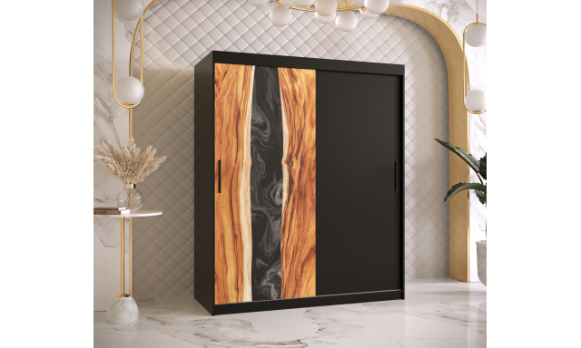 Šatní skříň Zivela, 150cm, černá/pryskyřice