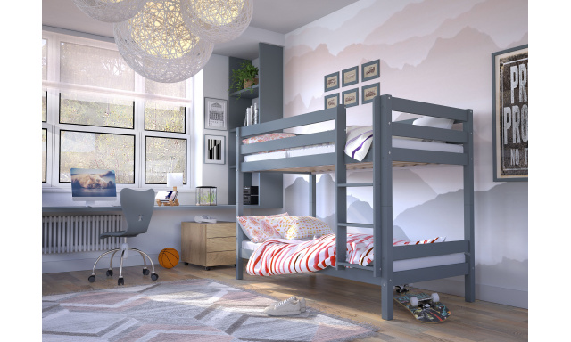 Patrová postel Olina pro dvě děti, 2x 90x190 cm, antracit