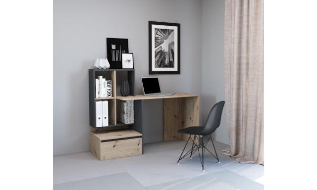 Levný PC stůl Porto 2, artisan/šedý