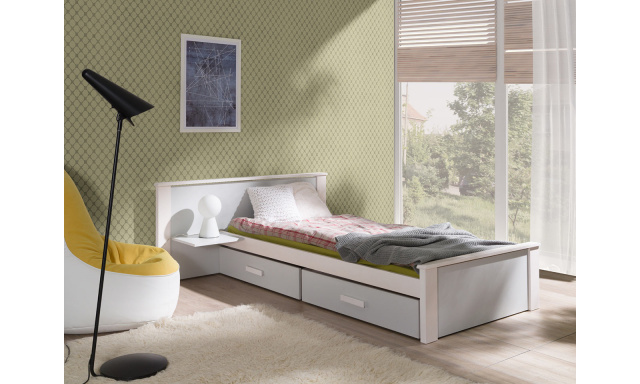 Dětská postel Almerie, 90x200cm, bílá/šedá