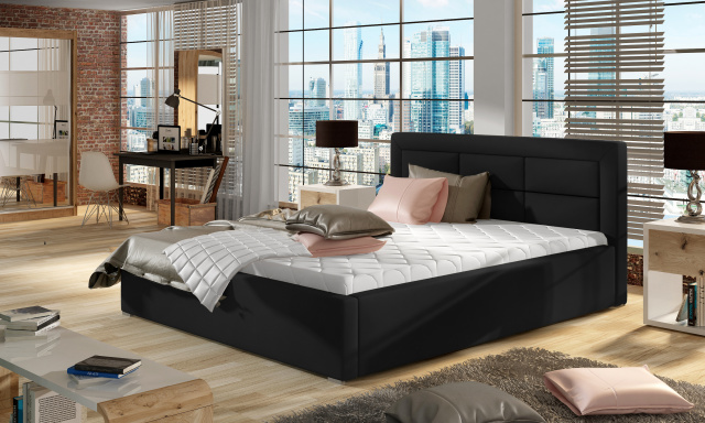 Moderní postel Rono, 180x200cm, černá Soft