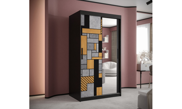 Šatní skříň Tetris 2 se zrcadlem, 100cm