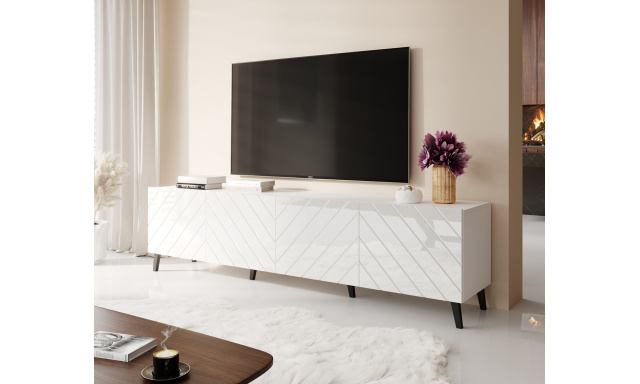 Moderní televizní stolek Itálie 200, bílá/bílý lesk