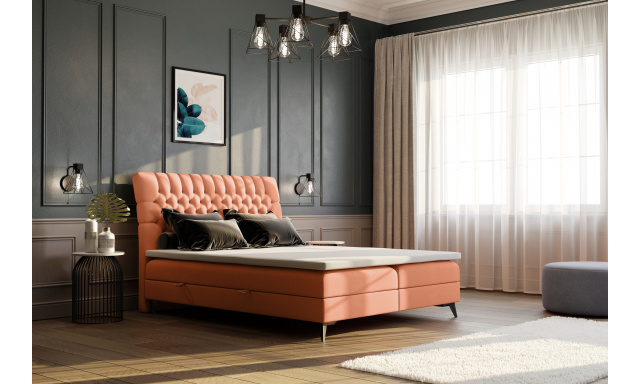 Moderní boxspring postel Maja 180x200cm, oranžová Magic Velvet