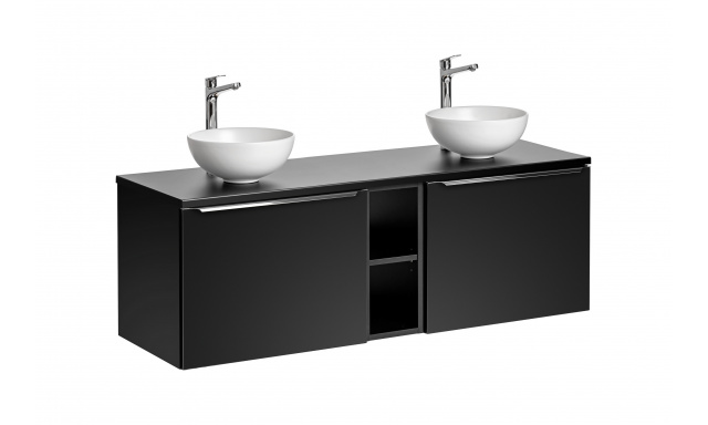 Koupelnový nábytek Santino,sestava F / černá-140cm + 2x umyvadlo