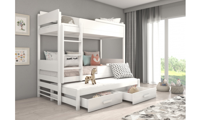 Poschoďová dětská postel Icardi 200x90 cm, bílá